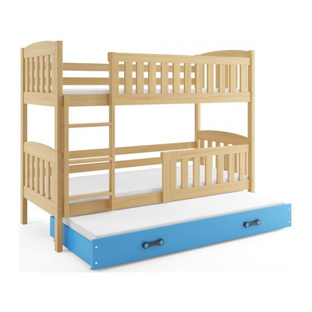 Dětská patrová postel KUBUS s výsuvnou postelí 90x200 cm - borovice Modrá BMS
