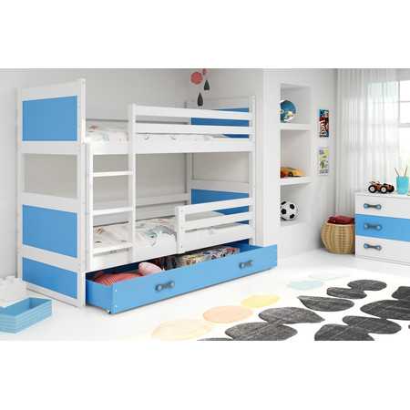 Dětská patrová postel RICO 160x80 cm Modrá Bílá BMS