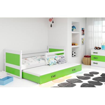Dětská postel s výsuvnou postelí RICO 200x90 cm Zelená Bílá BMS