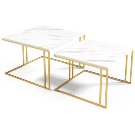 Konferenční stolky AMI II - bílá/zlatá T-TABLE