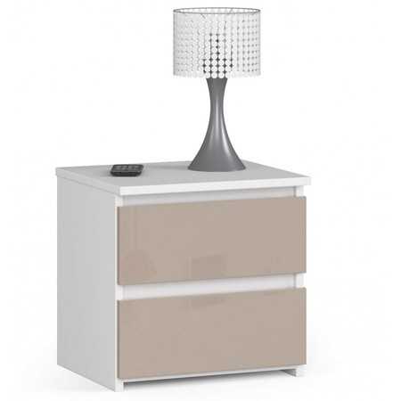Noční stolek CL2 - bílá/cappuccino lesk Akord