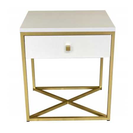 Noční stolek GOLDEN II - bílá matná/zlatá T-TABLE