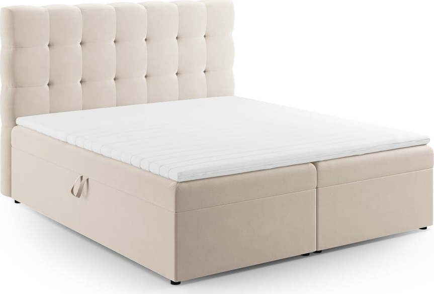 Béžová boxspring postel s úložným prostorem 180x200 cm Bali – Cosmopolitan Design Cosmopolitan design