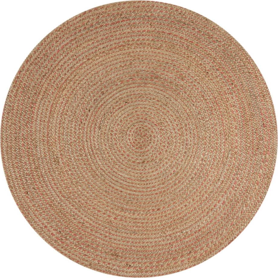 Jutový kulatý koberec v lososovo-přírodní barvě ø 133 cm Capri – Flair Rugs Flair Rugs