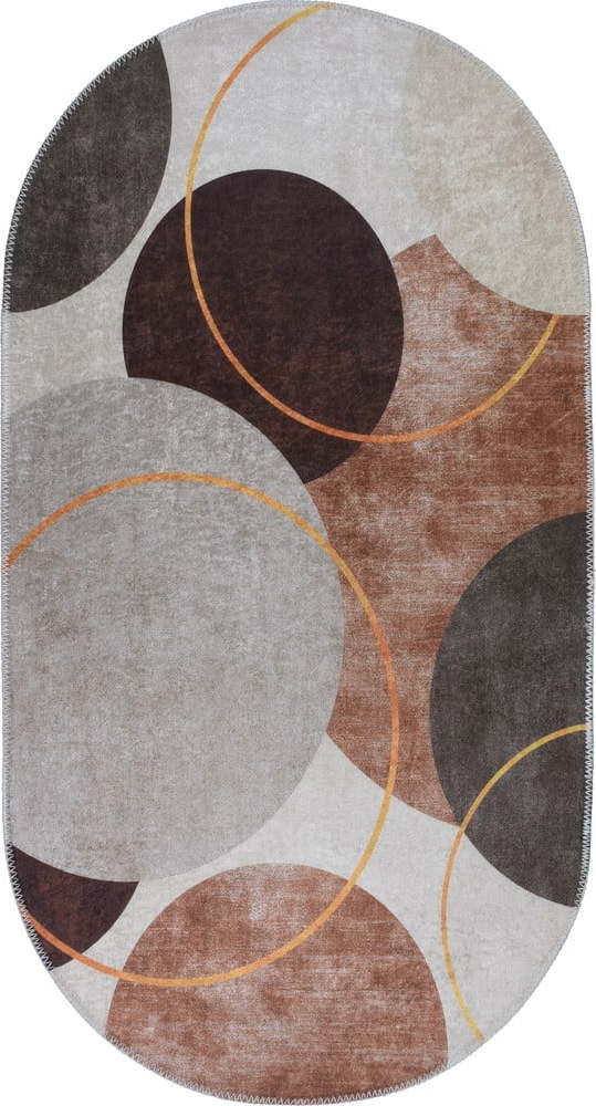 Pratelný koberec v krémovo-hnědé barvě 60x100 cm Oval – Vitaus Vitaus