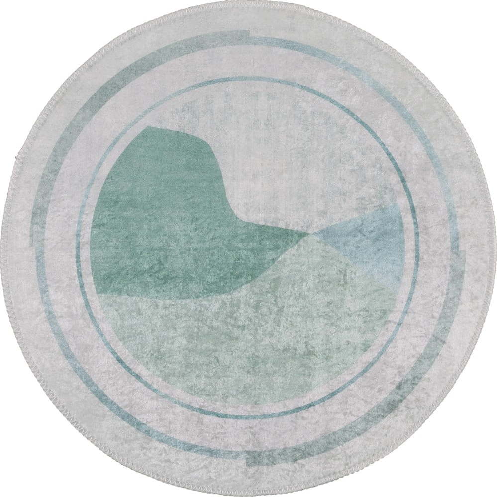 Pratelný kulatý koberec v tyrkysovo-krémové barvě ø 80 cm Yuvarlak – Vitaus Vitaus