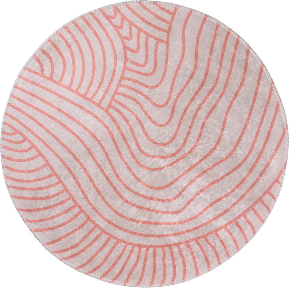 Pratelný kulatý koberec ve světle růžovo-krémové barvě ø 80 cm Yuvarlak – Vitaus Vitaus