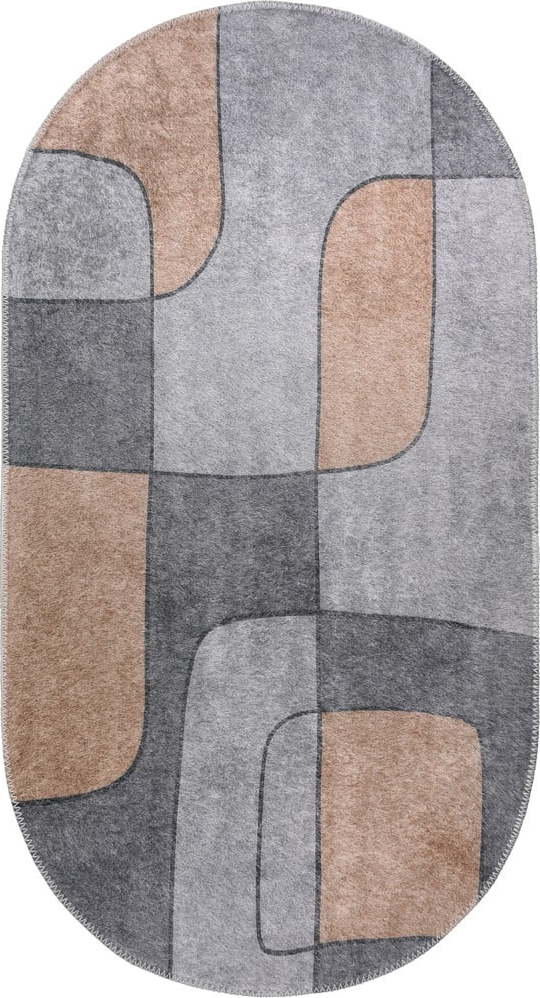 Šedý pratelný koberec 80x120 cm Oval – Vitaus Vitaus
