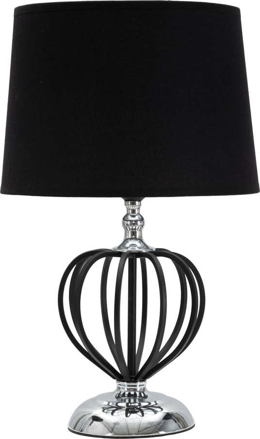Stolní lampa s textilním stínidlem v černo-stříbrné barvě (výška 44