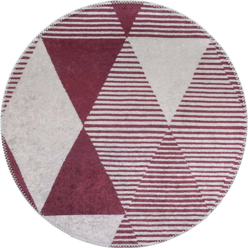 Vínový pratelný kulatý koberec ø 80 cm Yuvarlak – Vitaus Vitaus