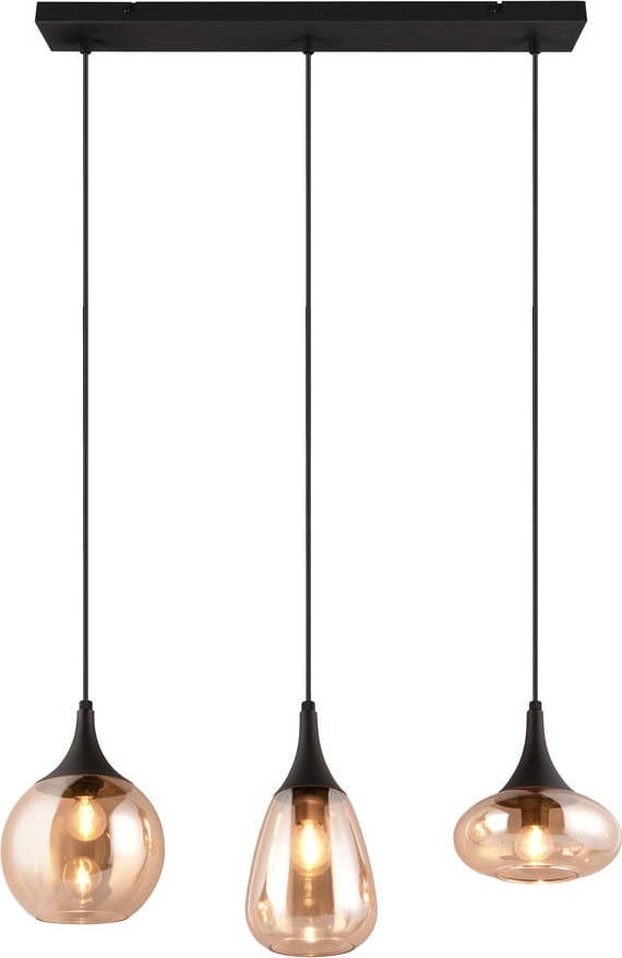 Černo-oranžové závěsné svítidlo se skleněným stínidlem Lumina – Trio TRIO