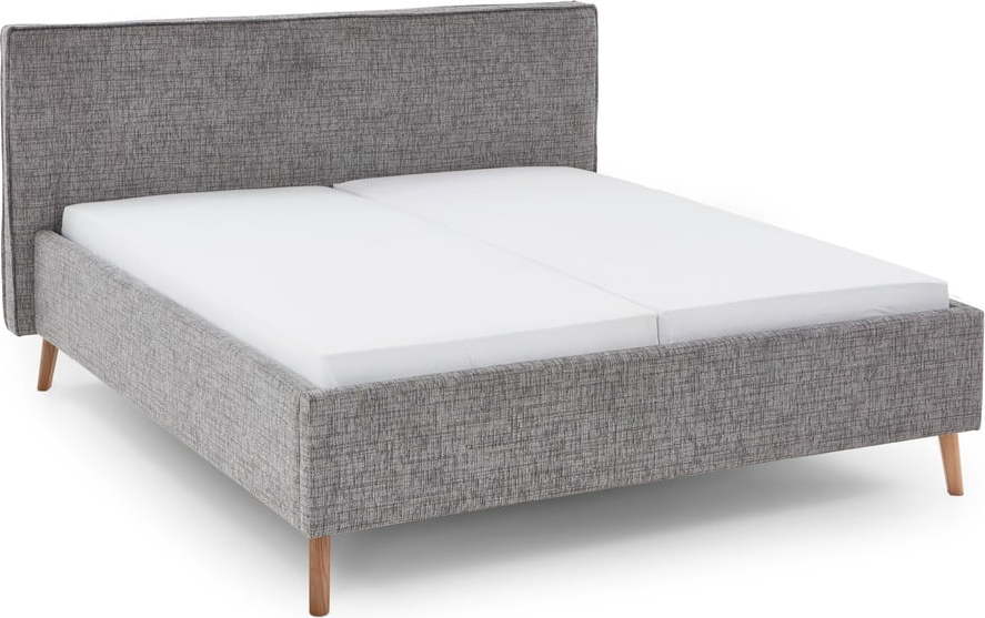 Šedá čalouněná dvoulůžková postel s úložným prostorem s roštem 160x200 cm Riva – Meise Möbel Meise Möbel