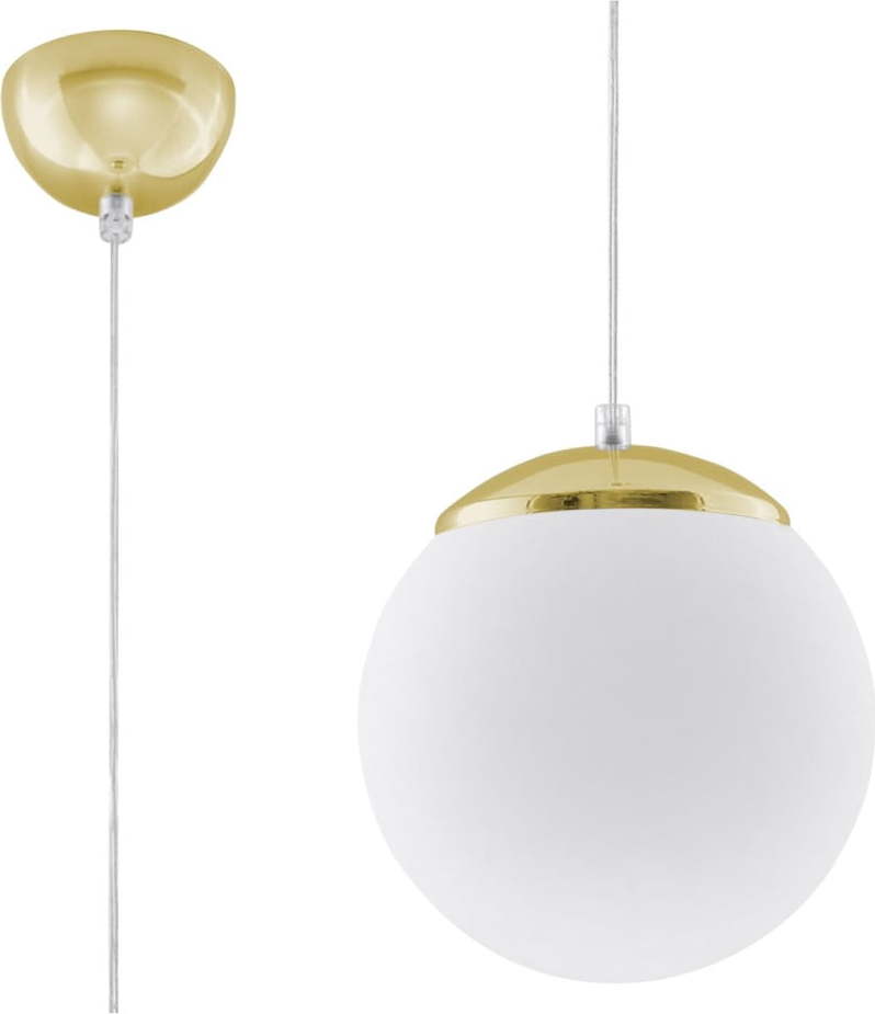 Závěsné svítidlo ve zlaté barvě se skleněným stínidlem ø 20 cm Cezab – Nice Lamps Nice Lamps
