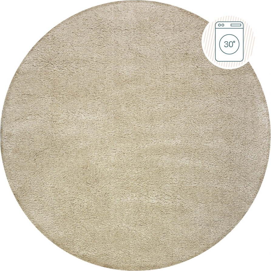 Béžový pratelný kulatý koberec z recyklovaných vláken 133x133 cm Fluffy – Flair Rugs Flair Rugs
